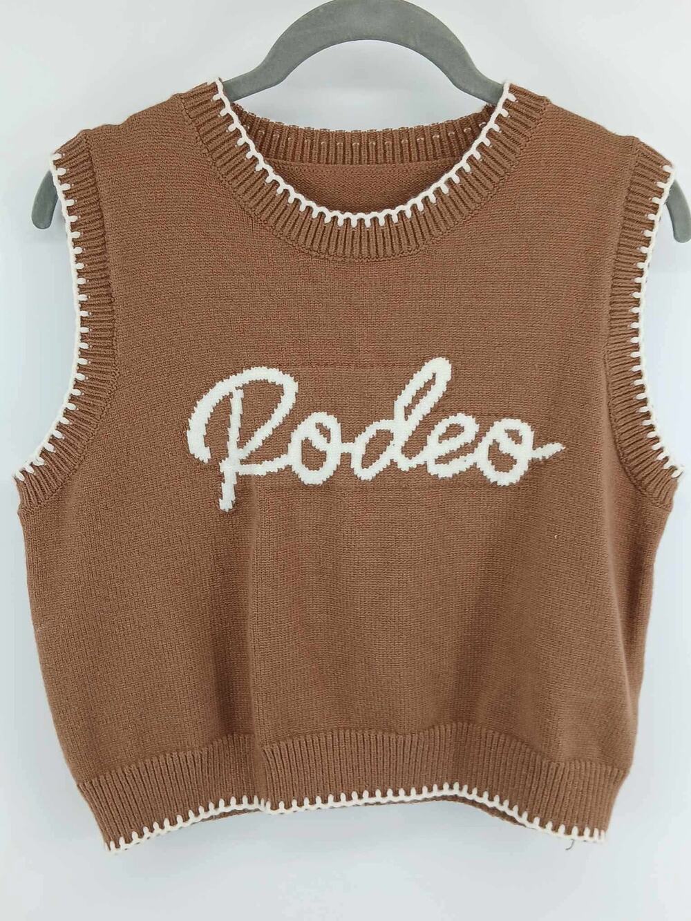 knit sweater vest, 'Rodeo', sleeveless crop top western style